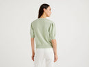 Braided Pattern Short Sleeve Jumper - Mint