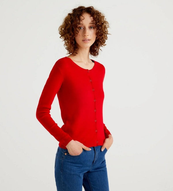 Basic Woman Cardigan - Red
