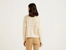 Native Cable Round Neck Jumper - 600cream