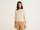 Native Cable Round Neck Jumper - 600cream