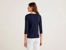 Basic Boat Neck T-shirt - Navy