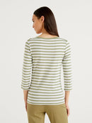 Basic Woman Boatneck Tee - Khaki