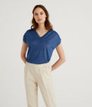 V Neck T-shirt - Dark Blue