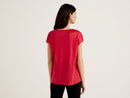 V Neck T-shirt - Cerise
