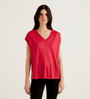 V Neck T-shirt - Cerise