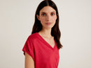 V Neck T-shirt - Cerise