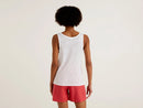 Linen Melange Tank Top - White