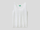 Linen Melange Tank Top - White