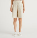 Linen Bermuda Cuffed Shorts - Beige
