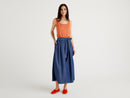 Long Denim Skirt With Sash