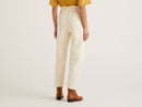 Paperbag Cut Cotton Trouser - Cream