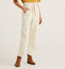 Paperbag Cut Cotton Trouser - Cream