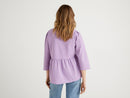 V Neck Wrinkled Look Blouse - Lilac