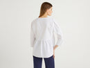 V Neck Wrinkled Look Blouse - White