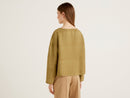 Long Sleeve Boxy Fit Blouse - Khaki
