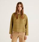 Long Sleeve Boxy Fit Blouse - Khaki