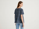 Basic Round Neck Blouse - Navy Floral