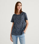 Basic Round Neck Blouse - Navy Floral