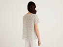 Basic Round Neck Blouse - Cream Dot