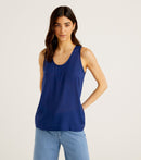 Sleeveless V Neck Tank Top - Dark Blue