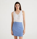 Sleeveless V Neck Tank Top - White