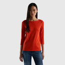Basic Boat Neck T-shirt - Orange