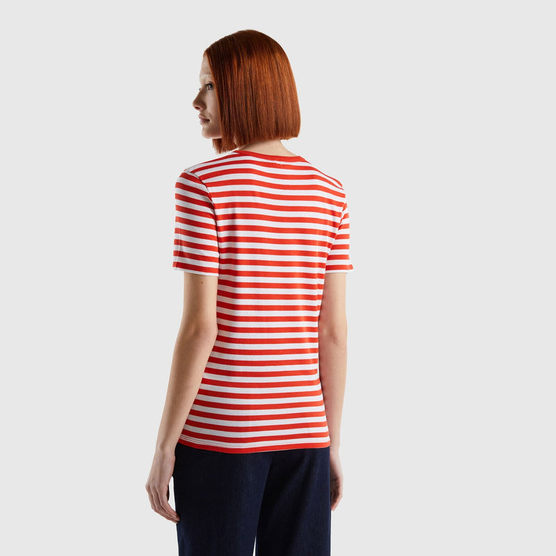 Basic Woman Stripe Tee - Orange/White
