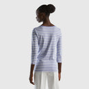 Boat Neck Stripe LS T-Shirt - Lilac/white