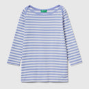 Boat Neck Stripe LS T-Shirt - Lilac/white