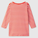Boat Neck Stripe LS T-Shirt - Orange/white