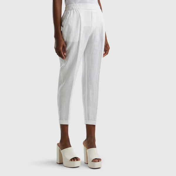 Funizone Linen Crop Trousers - White