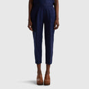 Funizone Linen Crop Trousers - Navy