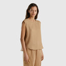 Linen Sleeveless Shirt - Sand