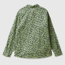 Long Sleeve Print Blouse - Green Print