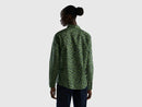 Long Sleeve Print Blouse - Green Print