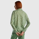 Long Sleeve Print Blouse - Green Floral