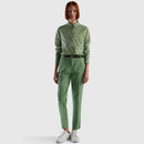 Long Sleeve Print Blouse - Green Floral