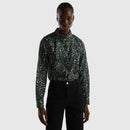 Long Sleeve Print Blouse - Navy/green Floral