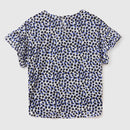 Basic Round Neck Blouse - Blue/black Dot