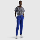 Basic Round Neck Blouse - Blue/black Dot