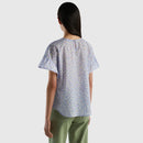 Basic Round Neck Blouse - Lilac Floral