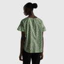 Basic Round Neck Blouse - Green Floral