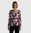 Poetic Sailor V Neck Blouse - Purple/white