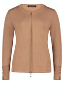 Long Sleeve Zipped Cardigan - Camel Melange