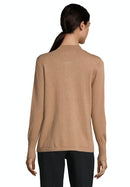 Long Sleeve Zipped Cardigan - Camel Melange
