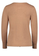 Long Sleeve Zipped Cardigan - Camel Melange