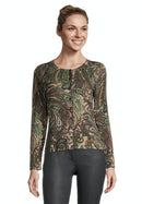 Long Sleeve Knitted Jacket - Taupe/green