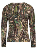 Long Sleeve Knitted Jacket - Taupe/green