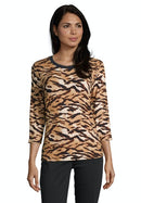 3/4 Sleeve Shirt - Camel/dark Blue