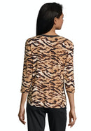 3/4 Sleeve Shirt - Camel/dark Blue